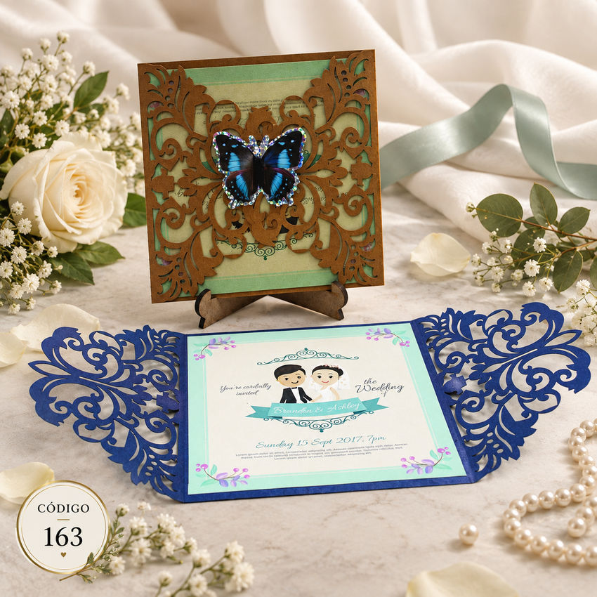 Invitación de boda · Mariposa central con calado · 163