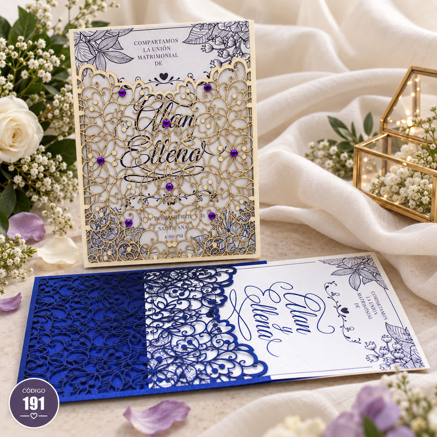 Invitación de boda · Marco con textura de encaje · 191