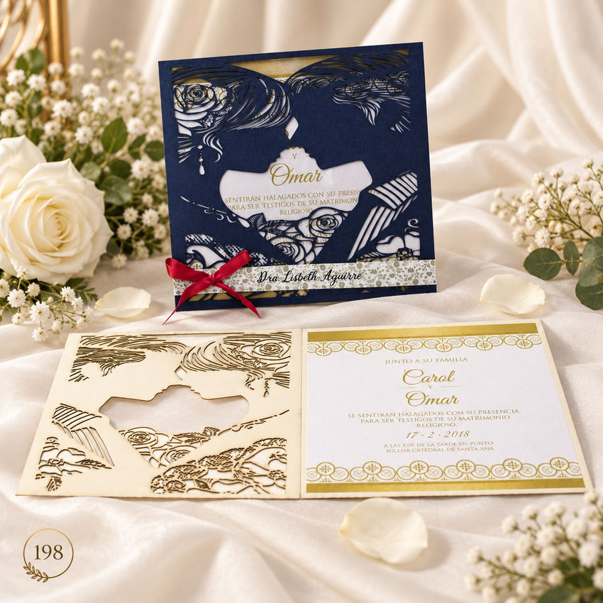 Invitación de boda · Pareja de novios en silueta · 198