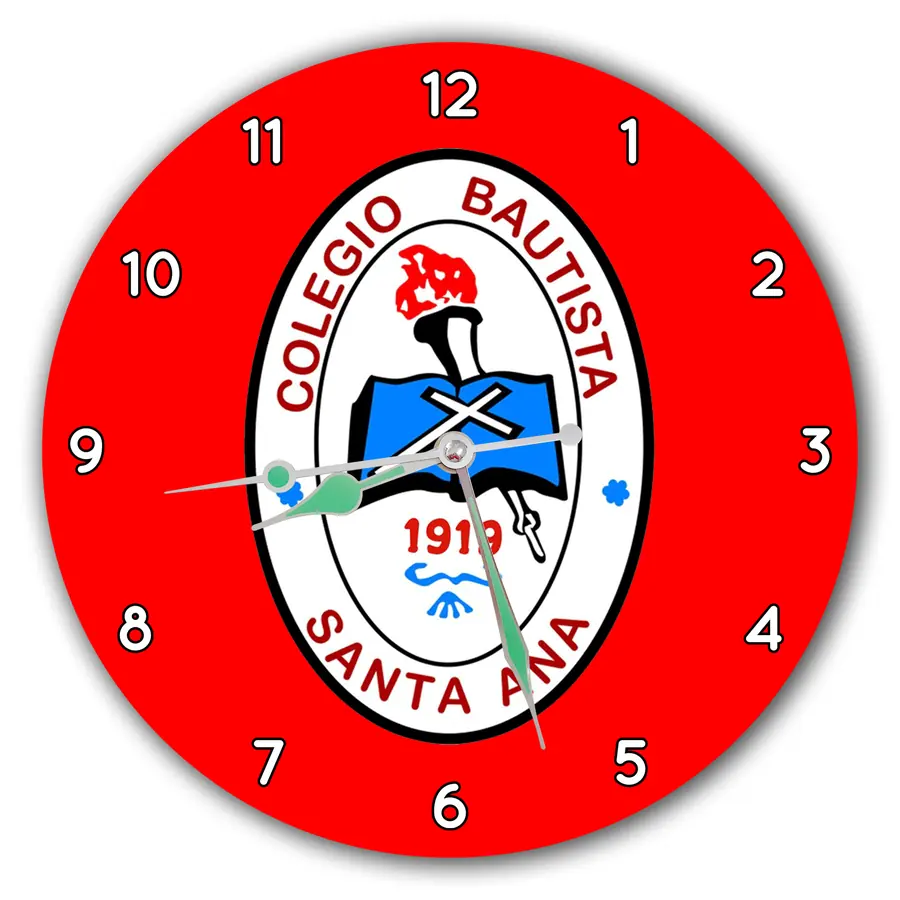 Reloj Colegio Bautista sobre rojo · COL-001