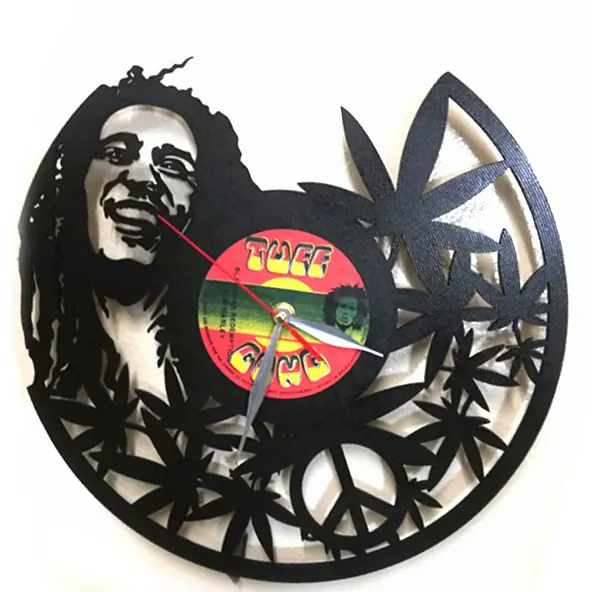 Reloj Bob Marley con hojas y silueta · MUS-031