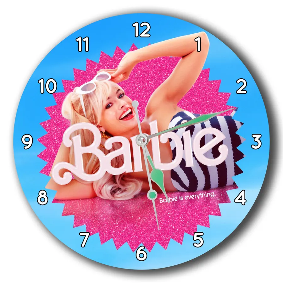 Reloj Barbie con logo y collage rosa · PEL-005
